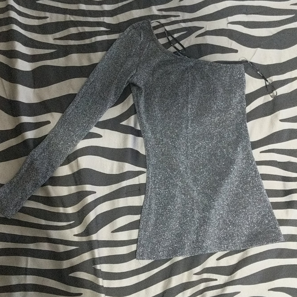 Silver one shoulder top